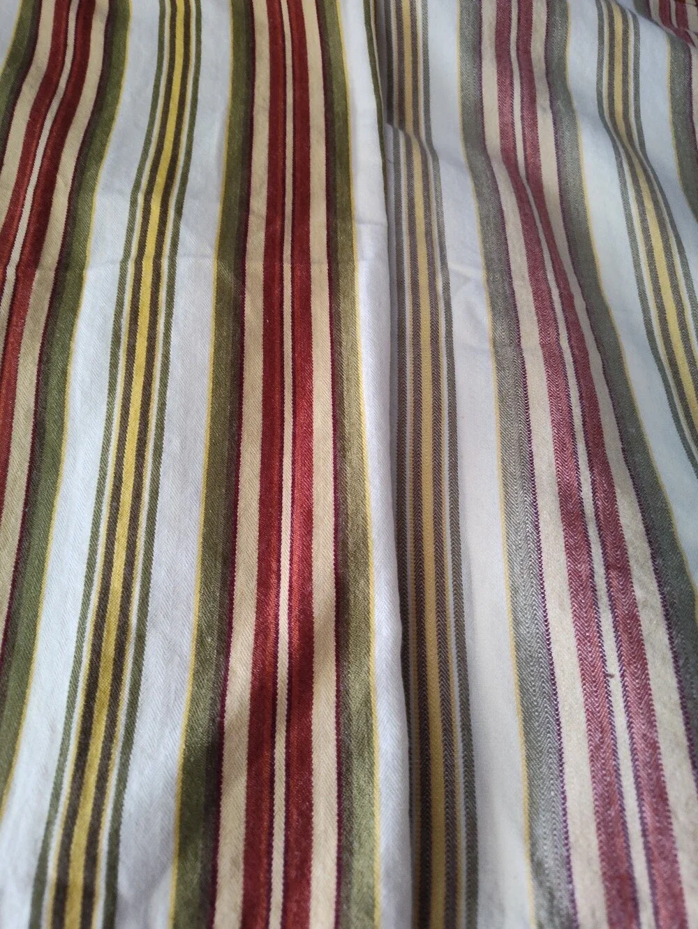 Set of 4 Pier 1 Imports Striped Cloth Napkins 20x21 Red Gold Green Cotton Table